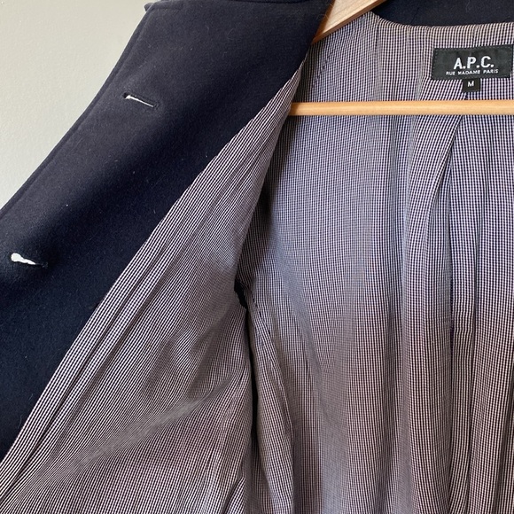 A.P.C wool coat hooded navy size medium - Picture 11 of 14